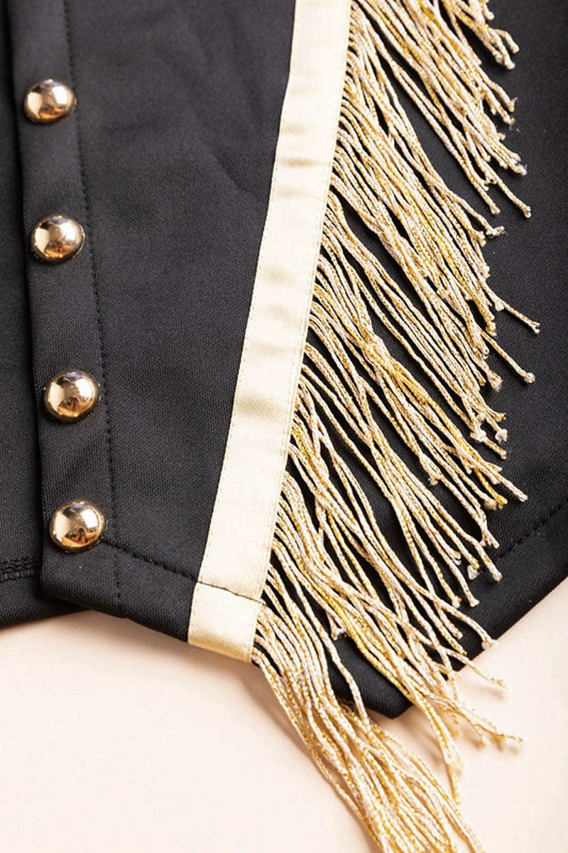 Gold Tassel Decor Crop Jacket (S-2XL)