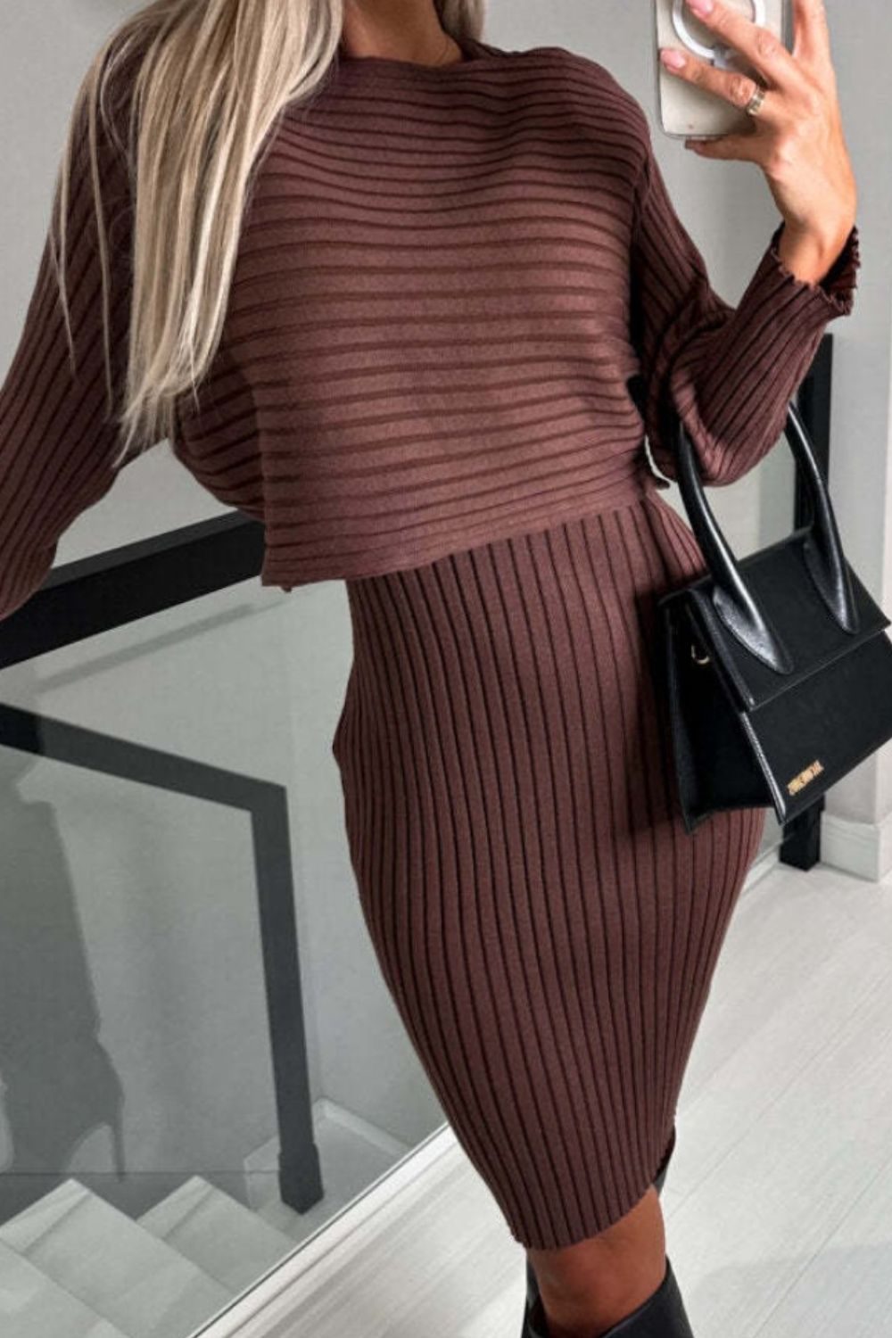 Ribbed Cami Midi Dress Sweater Set