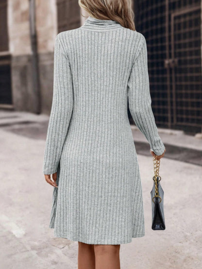 Ribbed Long Sleeve Midi Sweater Dress