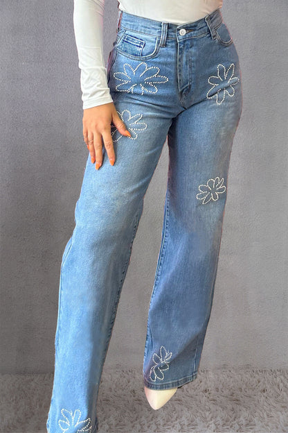 Rhinestone Pocketed Jeans