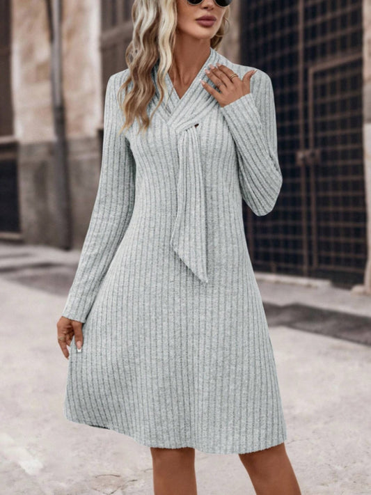 Ribbed Long Sleeve Midi Sweater Dress