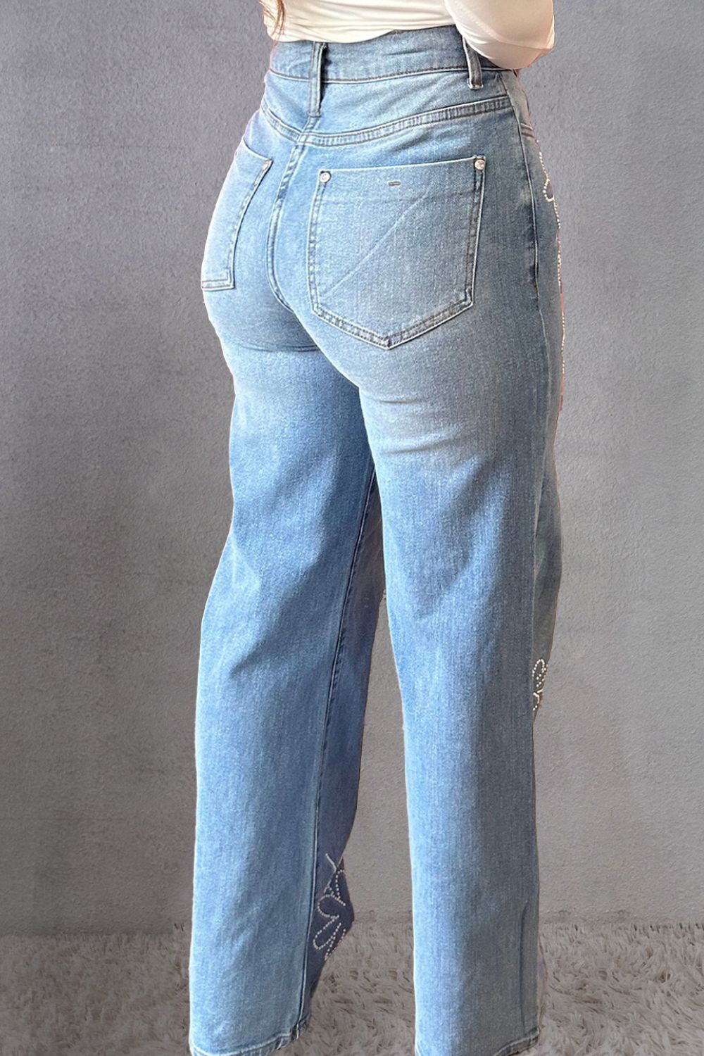 Rhinestone Pocketed Jeans