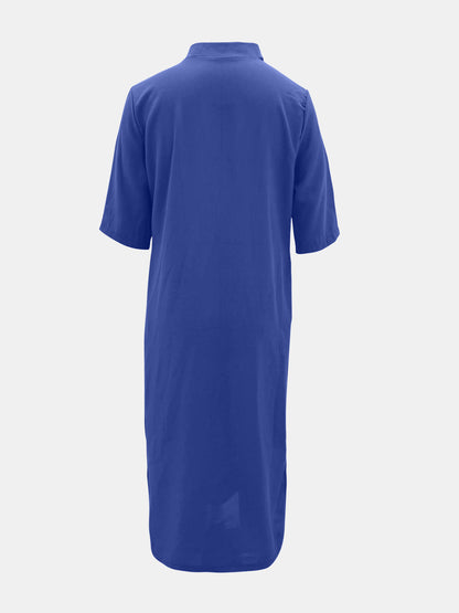 V-Neck Notched Half Sleeve Maxi Dress