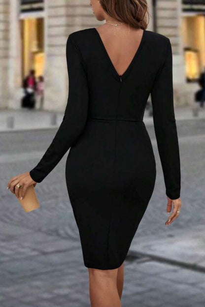 Backless PU Leather Polyester Midi Dress