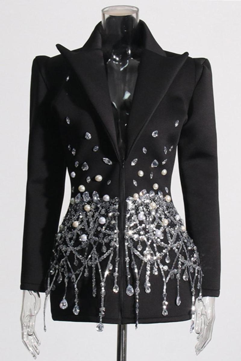 Rhinestone and Pearl Embellished Blazer