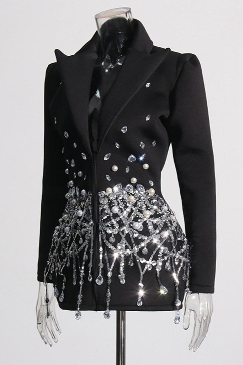 Rhinestone and Pearl Embellished Blazer