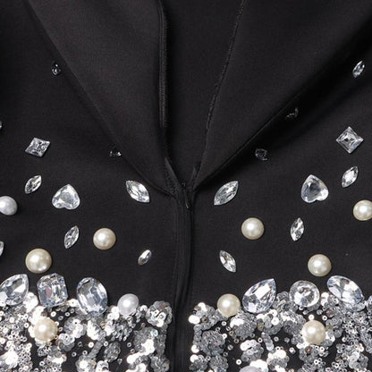 Rhinestone and Pearl Embellished Blazer