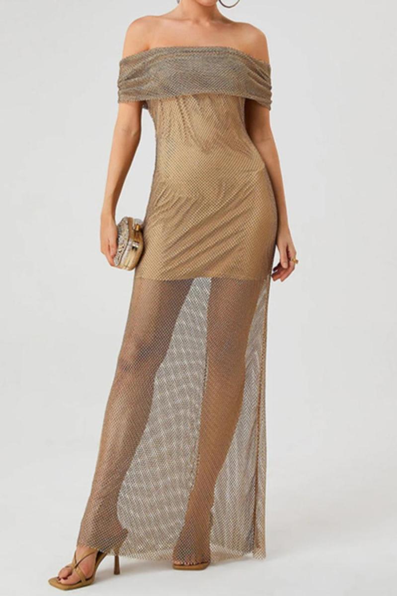 Mesh Maxi Overlay Sequin Mini Dress