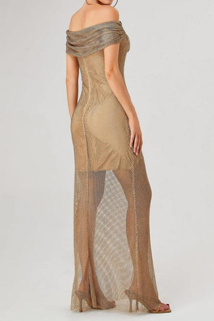 Mesh Maxi Overlay Sequin Mini Dress