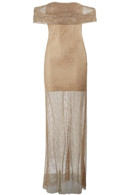 Mesh Maxi Overlay Sequin Mini Dress