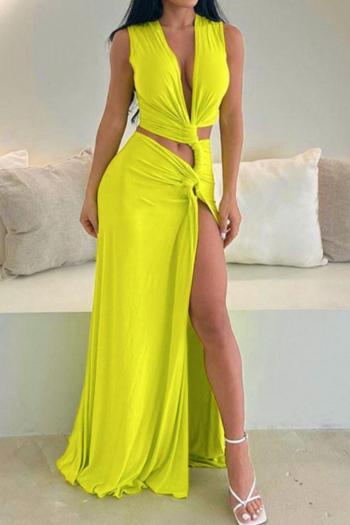 Sexy Deep V-neck High Slit Maxi Dress