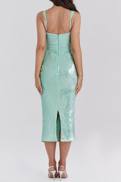 Mint Julep Deep V Sleeveless Midi Dress