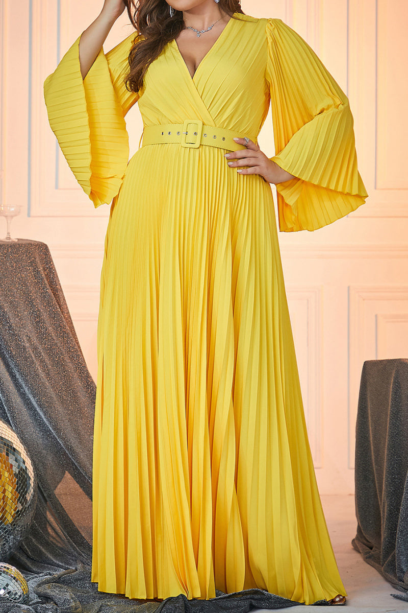 Lady Love Pleated Maxi Dress With Belt