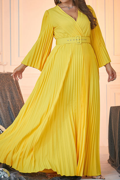 Lady Love Pleated Maxi Dress With Belt