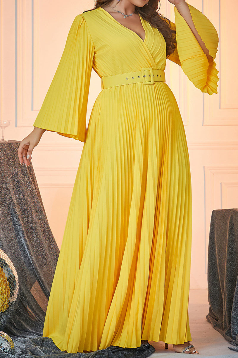 Lady Love Pleated Maxi Dress With Belt