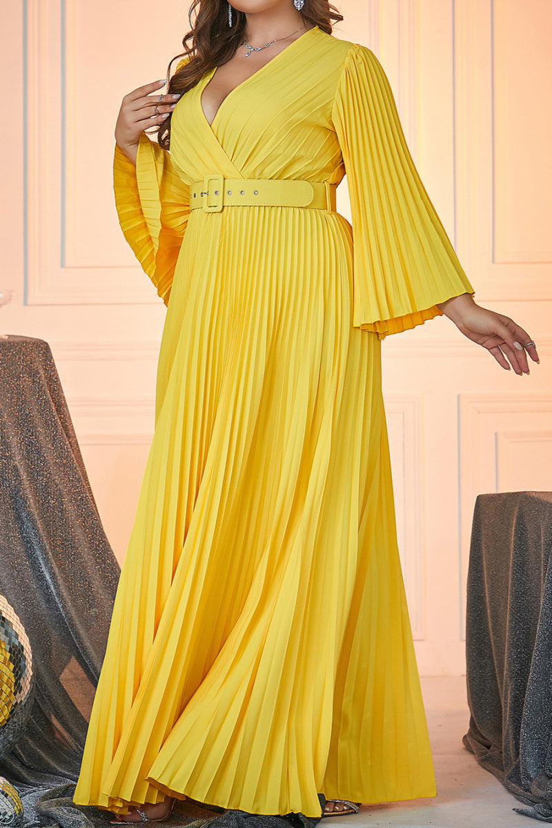 Lady Love Pleated Maxi Dress With Belt