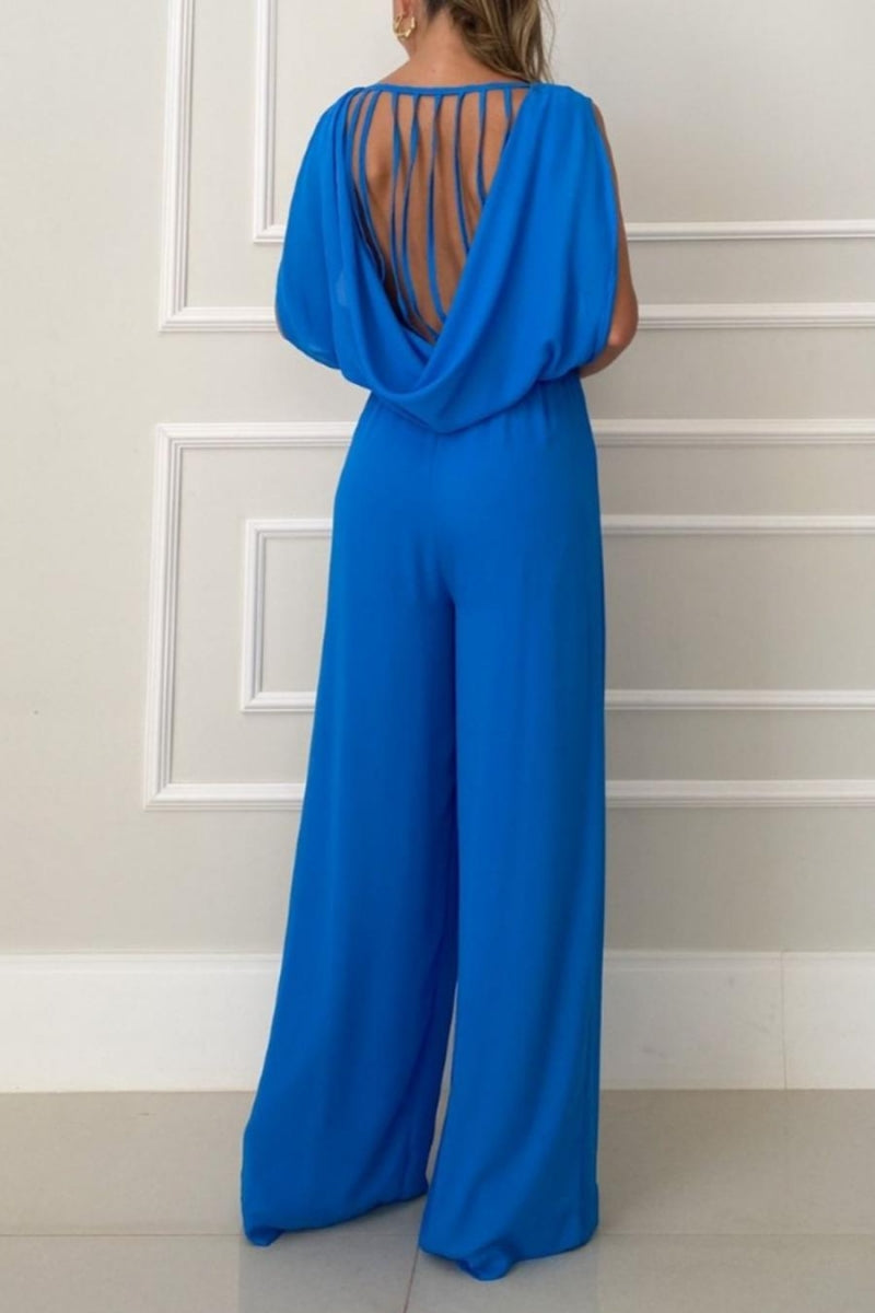 Draped Back Sleeveless Wide-Leg Jumpsuit