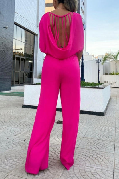 Draped Back Sleeveless Wide-Leg Jumpsuit