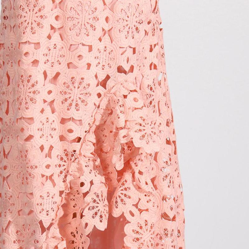 Embroidered Flower Top Asymmetrical Ruffle Midi Skirt Set