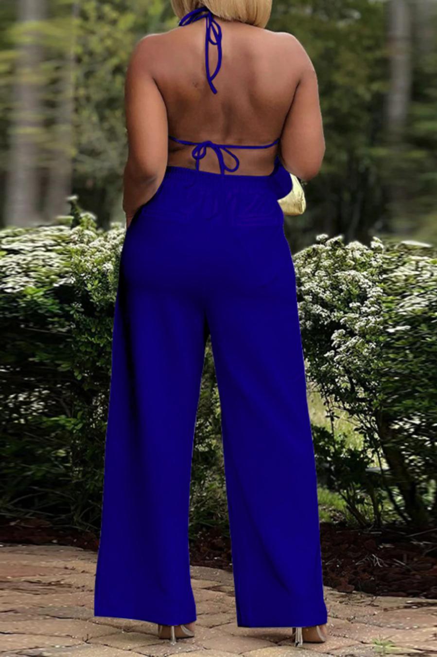 Tie Back Tassel Embellished Wide Leg Jumpsuit