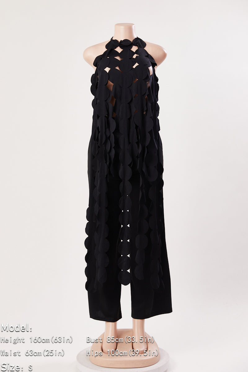 Tie Back Tassel Embellished Wide Leg Jumpsuit