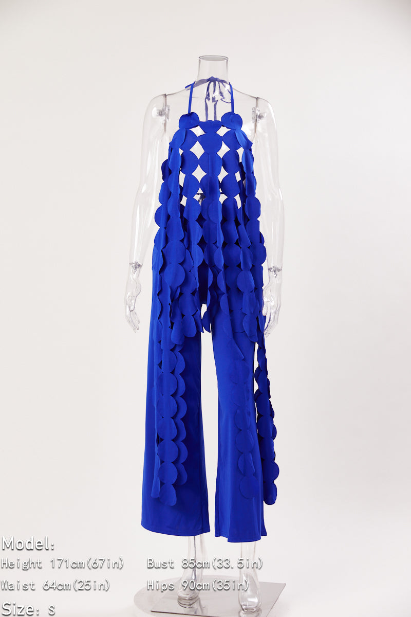 Tie Back Tassel Embellished Wide Leg Jumpsuit