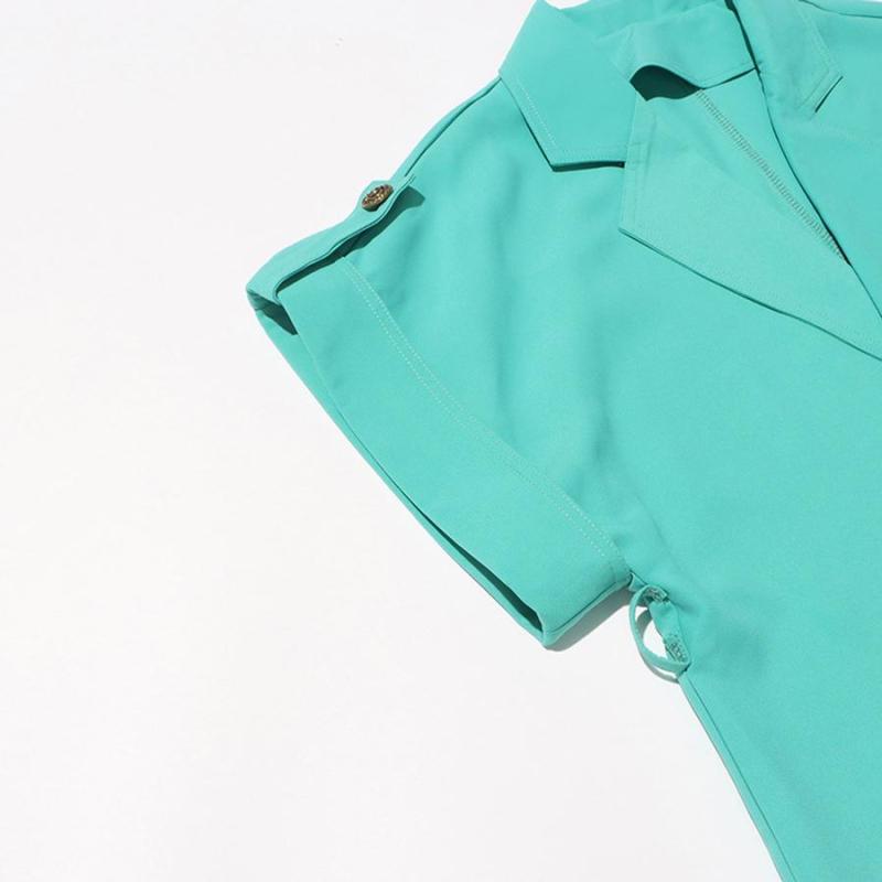 Mint Green Belted Shirt High Waist Wide Leg Pant Set