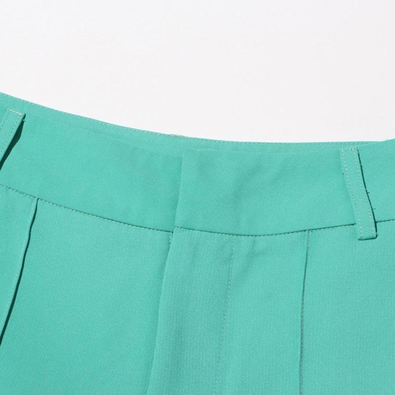 Mint Green Belted Shirt High Waist Wide Leg Pant Set