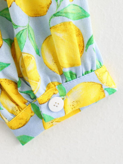 Lemon Print Linen Shorts Set