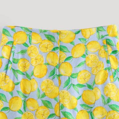 Lemon Print Linen Shorts Set