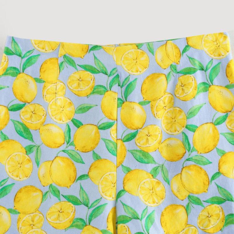 Lemon Print Linen Shorts Set