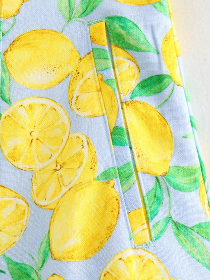 Lemon Print Linen Shorts Set