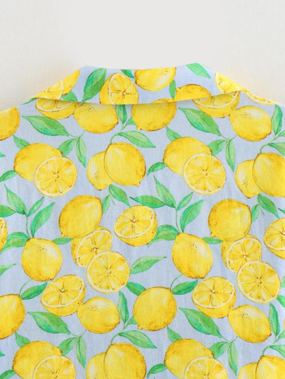 Lemon Print Linen Shorts Set