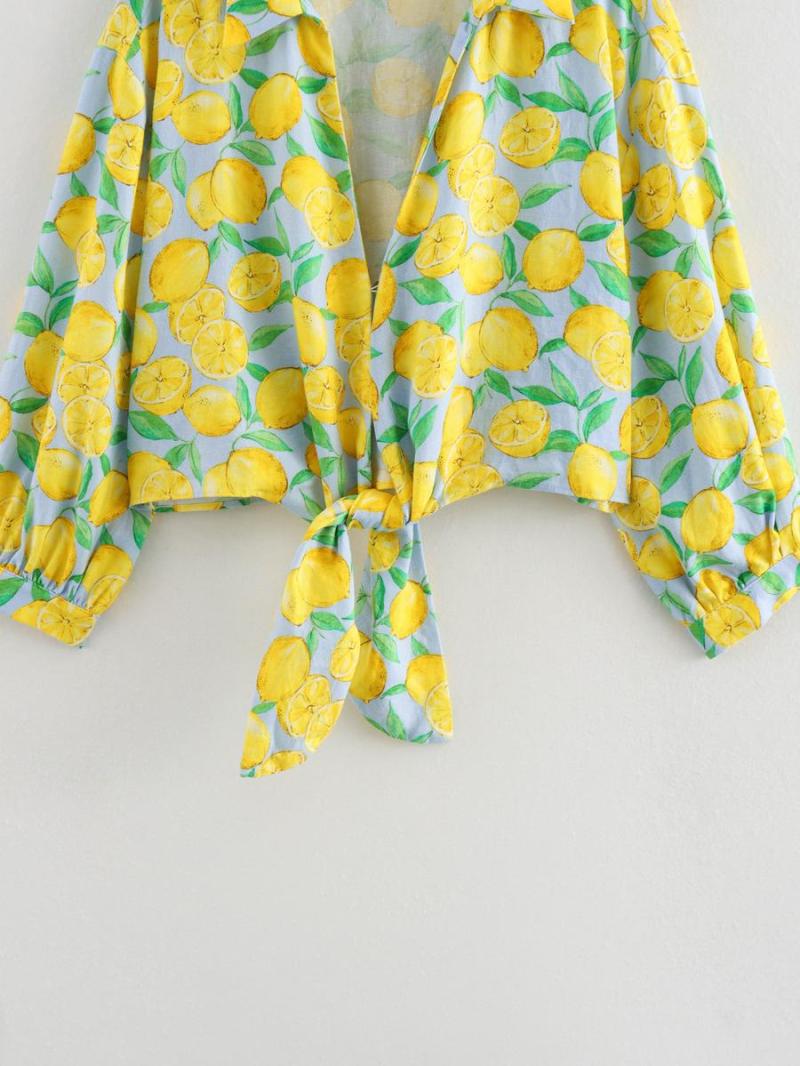 Lemon Print Linen Shorts Set