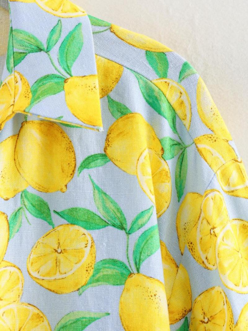 Lemon Print Linen Shorts Set