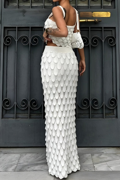 Knitted Top High Waist Maxi Skirt Set