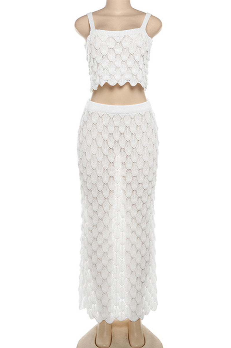 Knitted Top High Waist Maxi Skirt Set