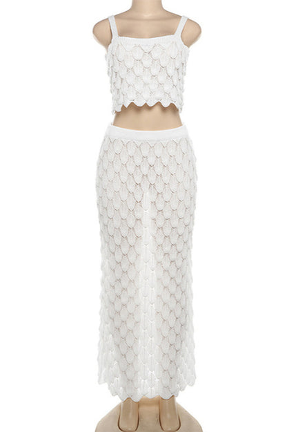 Knitted Top High Waist Maxi Skirt Set