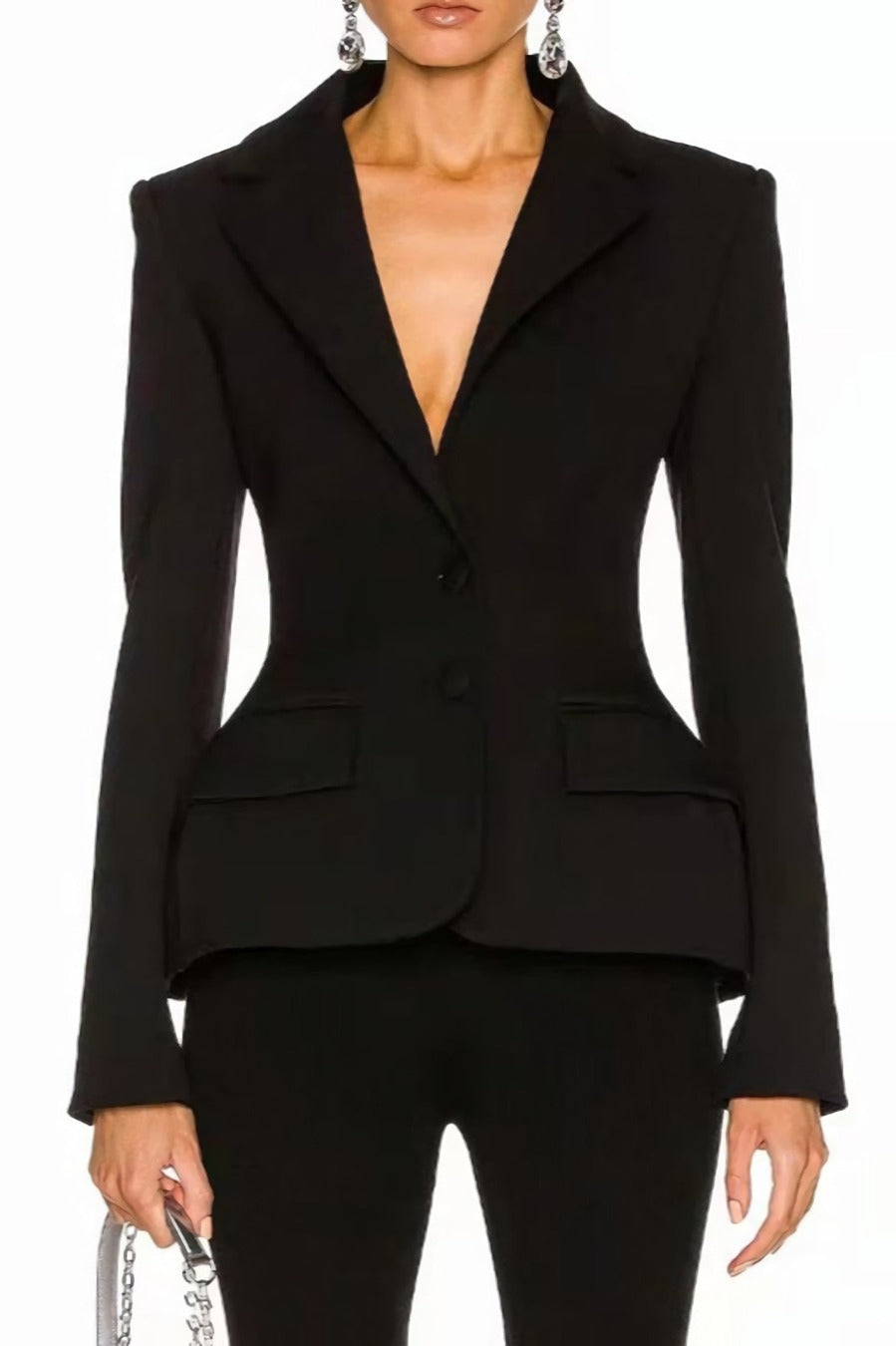 Rhinestone Criss Cross Back Tie Blazer