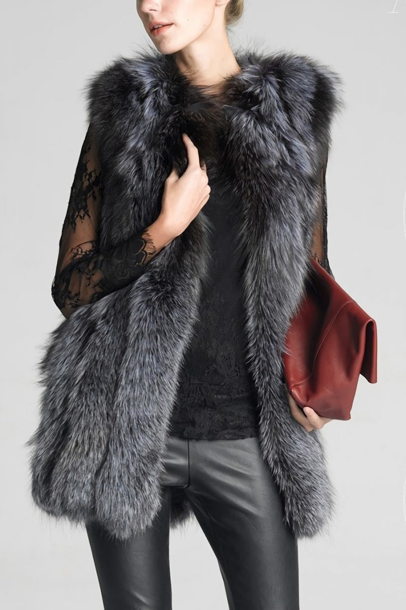 Sleeveless Pocketed Soft Faux Fur Vest (S-4XL)