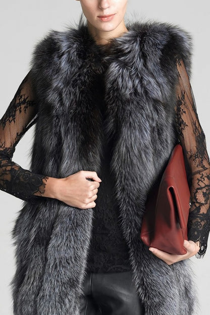 Sleeveless Pocketed Soft Faux Fur Vest (S-4XL)