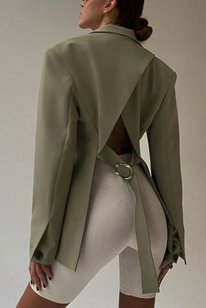 Backless Back Belt Single Breasted Blazer