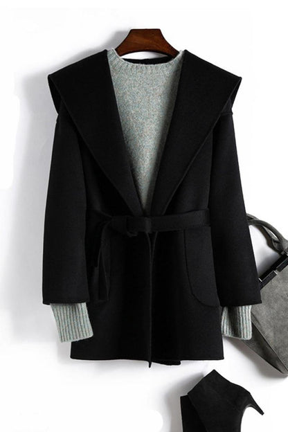 Hooded Wool Wrap Coat( sizes run small)