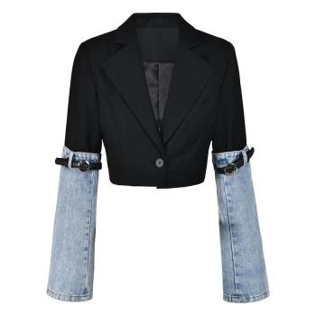 Crop Denim Blazer Jacket