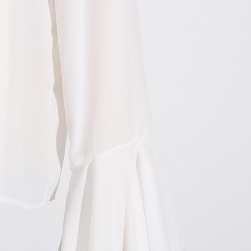 Flowing Ruffle Decor Chiffon Blouse