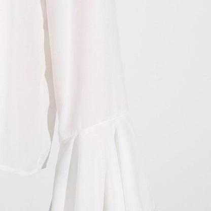 Flowing Ruffle Decor Chiffon Blouse