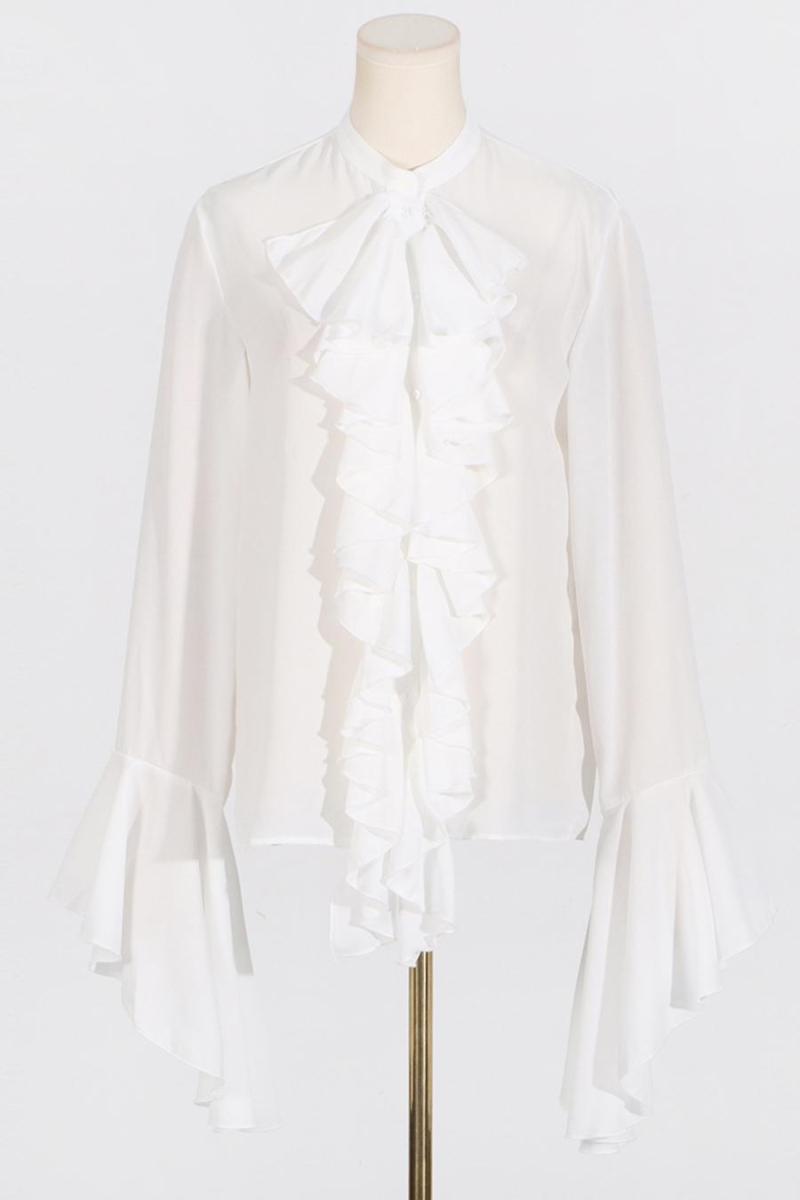 Flowing Ruffle Decor Chiffon Blouse