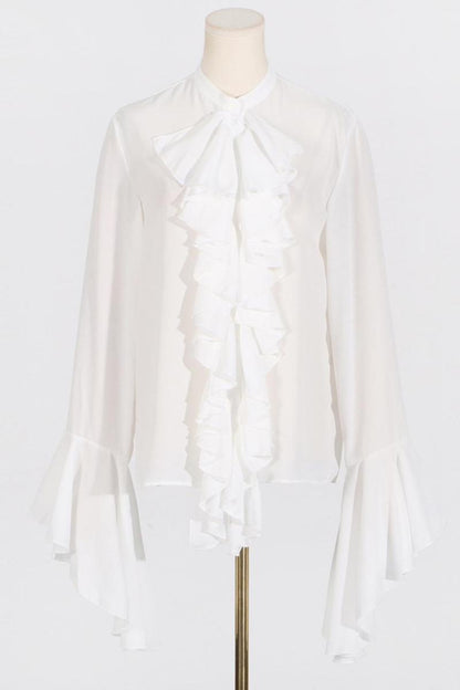 Flowing Ruffle Decor Chiffon Blouse