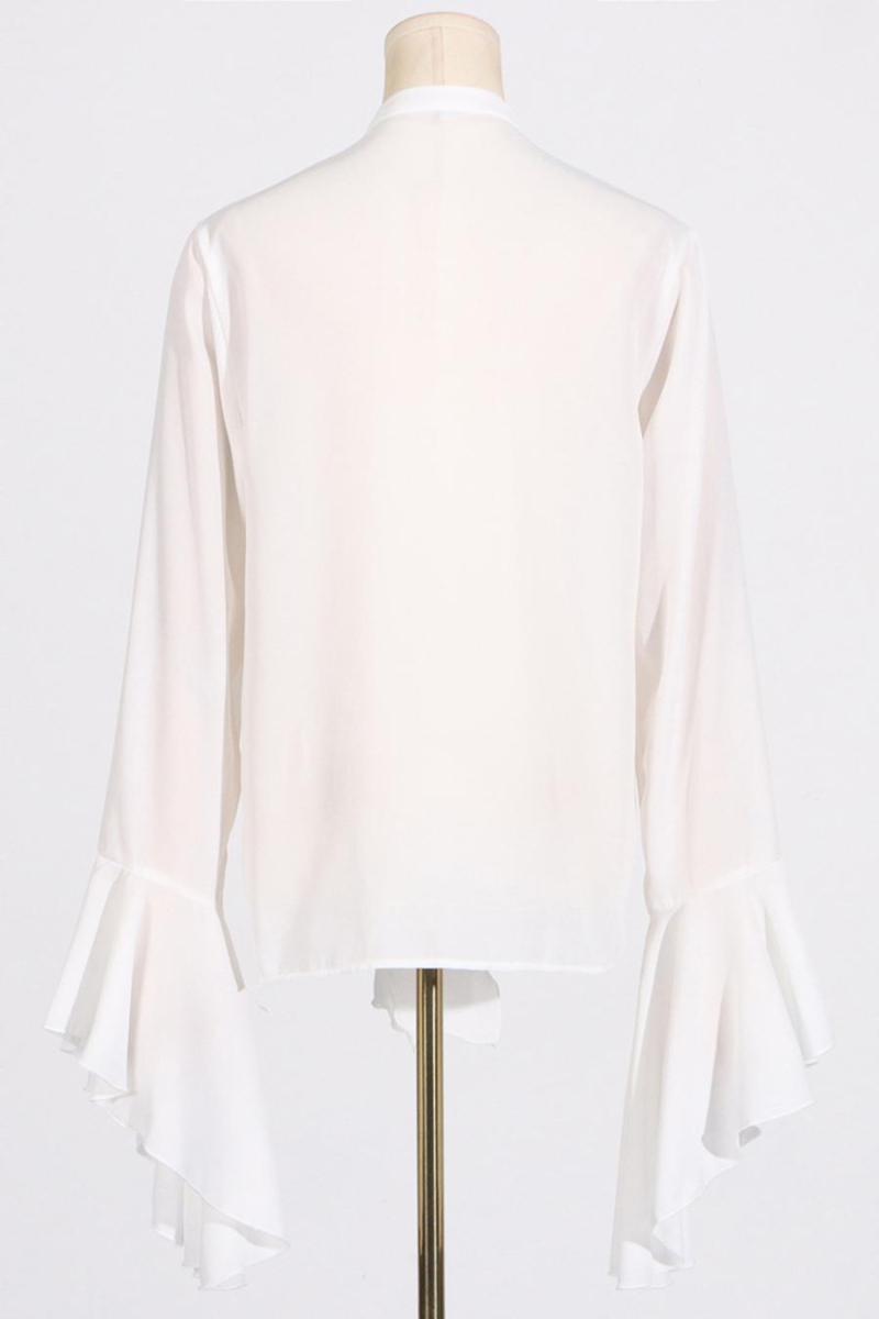 Flowing Ruffle Decor Chiffon Blouse