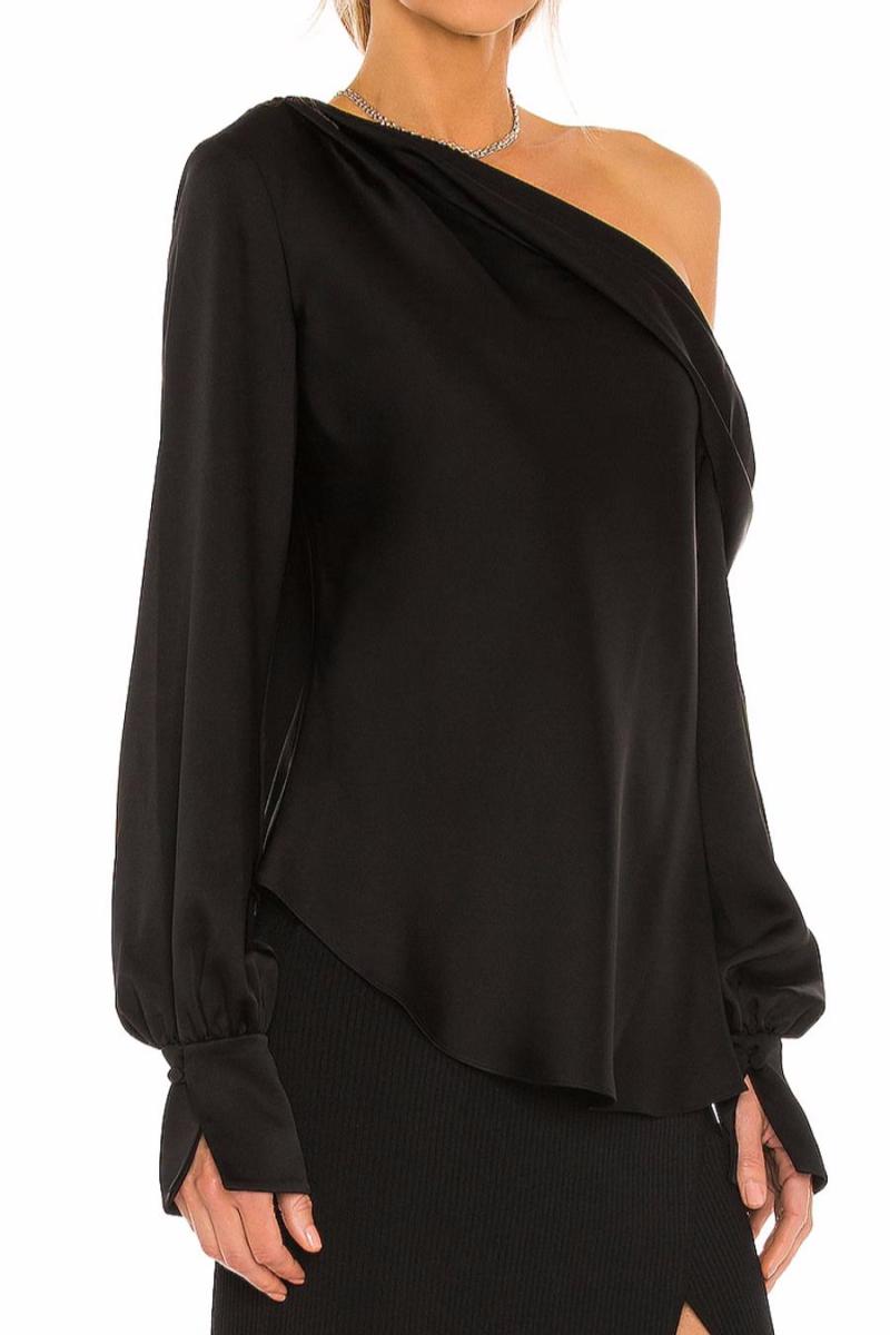 One Shoulder Long Sleeve Loose Fit Blouse